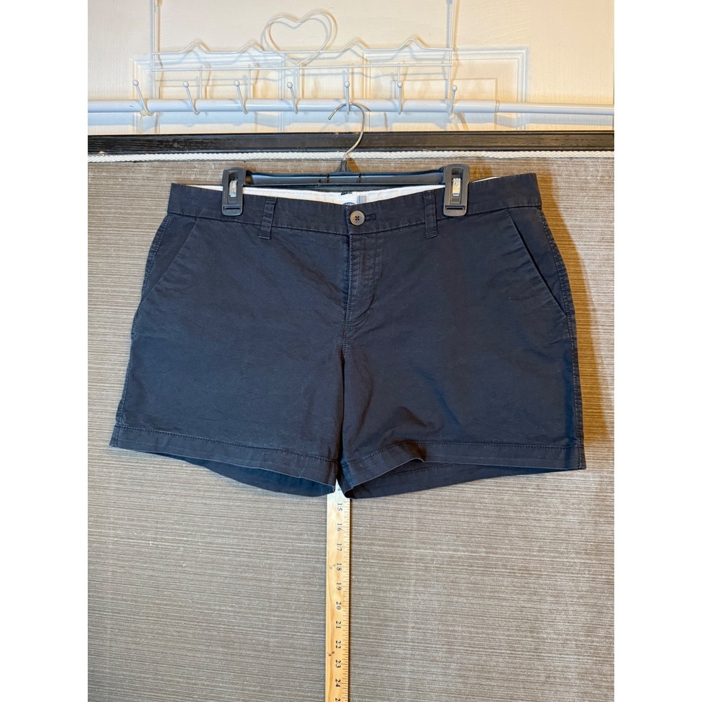 Old Navy Womens black Chino Shorts Sz 12 Mid Rise Stretch Cotton 4" Inseam